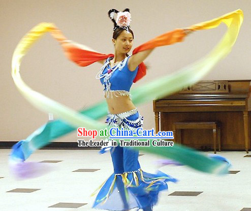 Traditional Blue Ribbon Dance Costumes Complete Set