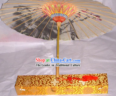 Chinese Hand Painted Plum Blossom and Birds Umbrella