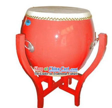 Dragonboat Drum _ War Drum _ Standing Drum _ Flat Red Drum _ Bian Drum and Drum Stand Complete Set