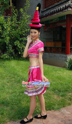 Chinese She Minority Clothes and Hat