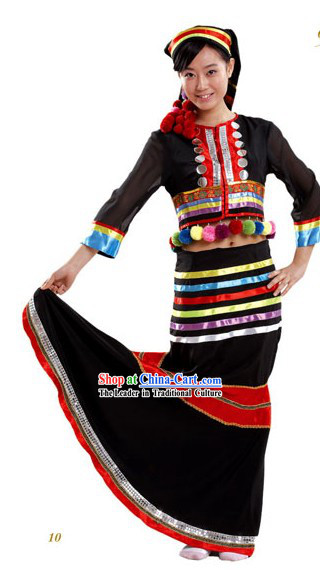 Chinese Deang Minority Dress and Hat