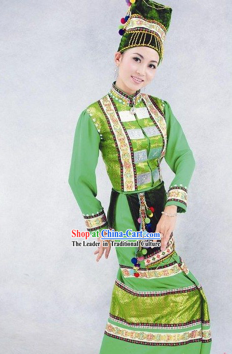 China Achang Minority Dress and Hat Complete Set