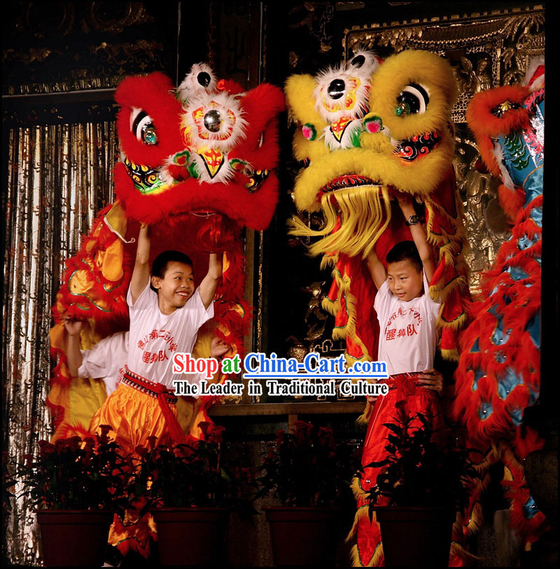 Traditional Handmade Long Wool Lion Dance Costumes Complete Set