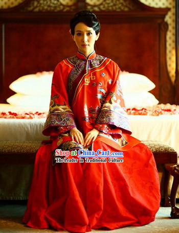 Supreme Ancient Chinese Traditional Wedding Clothing Complete Set for Bride