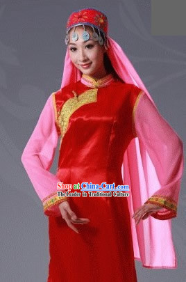 Chinese Baoan Minority Costume and Hat Complete Set