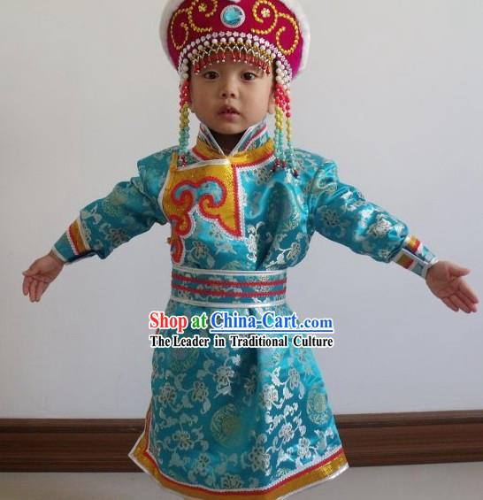 Mongolian Dance Costume and Hat for Children