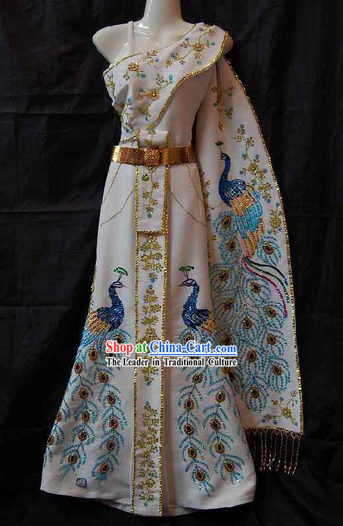 Traditional Thai Wedding Peacock Dress Complete Set