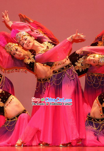 China Traditional Xinjiang Ladies Dance Costume Complete Set