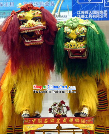 Chinese Classical Northern Lion Dance Costume 2 Sets