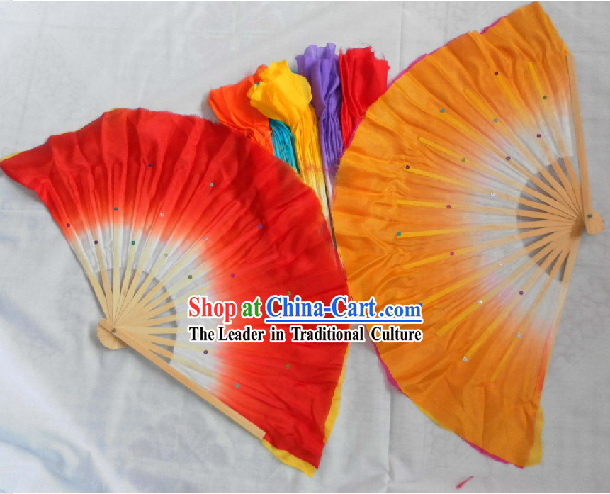Two Colours Double Sides Silk Dance Fan