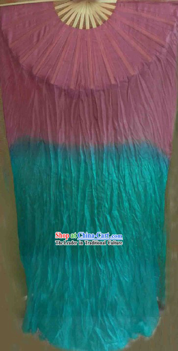 China Two Colors Long Silk Dance Fan