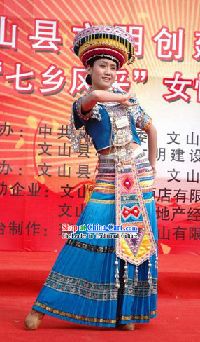 Miao Minority Dance Costume and Hat Complete Set