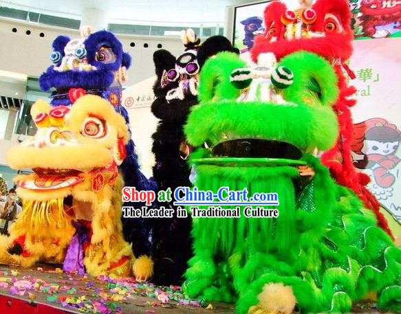 Chinese Handmade HOK SAN Lion Dance Costumes Complete Set