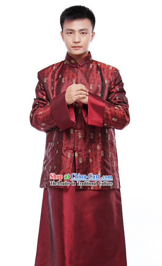 Traditional Chinese Mandarin Wedding Outfit for Bridegrooms