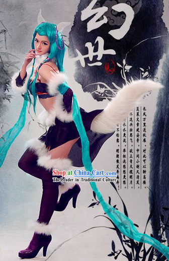 Chinese Fox Fairy Lady Costume and Headpiece