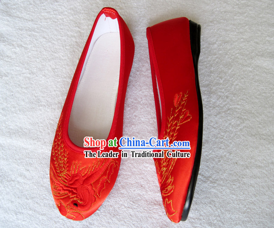 Traditional Red Wedding Phoenix Shoes