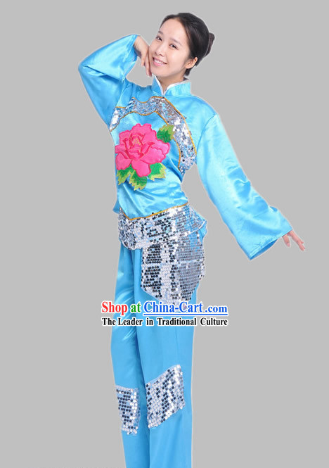 Traditional Chinese Blue Dance Outfit for Women