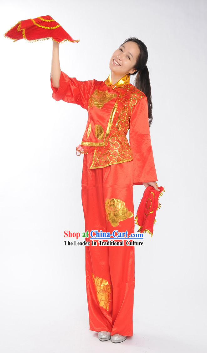 Chinese New Year Red Performance Costume for Women
