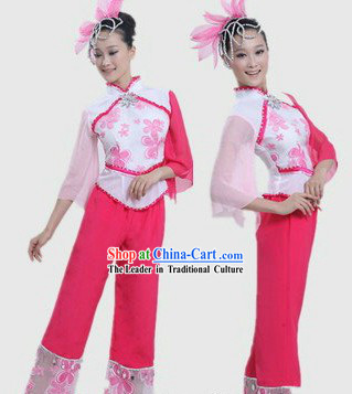 Chinese Folk Dance Costume and Headpiece for Women