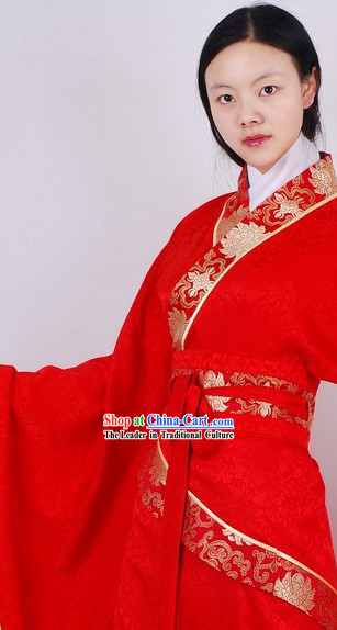 Traditional Chinese Red Wedding Hanfu Clothing for Brides