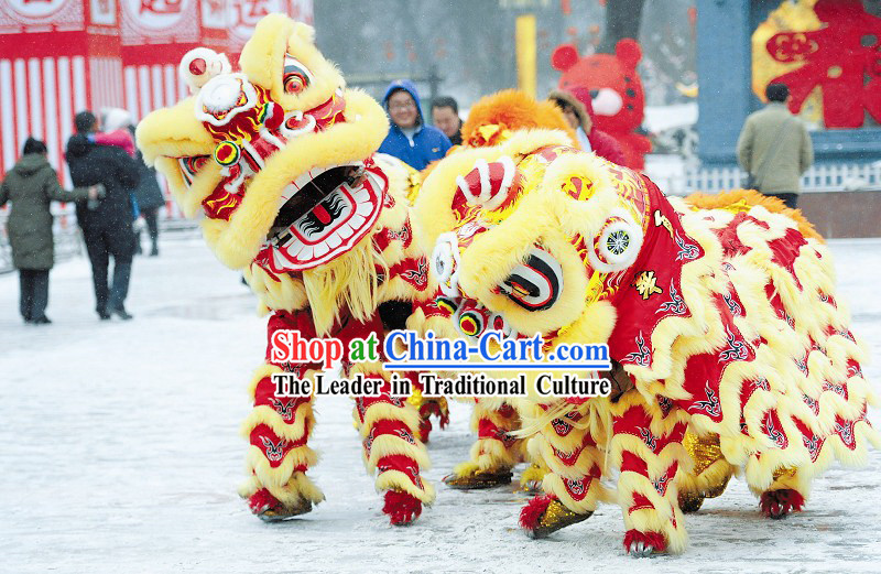 LUMINOUS Opening Ceremony Lucky Fu Pattern Lion Dance Costumes Complete Set