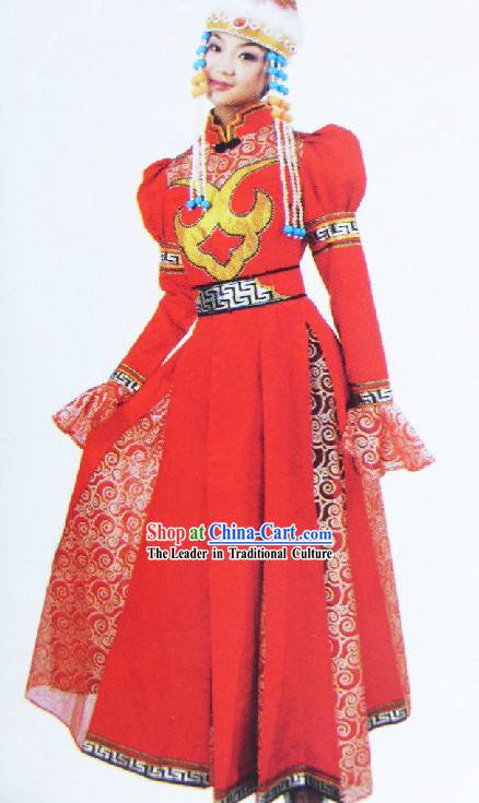 Mongolian Mongolian Princess Dance Outfit and Hat
