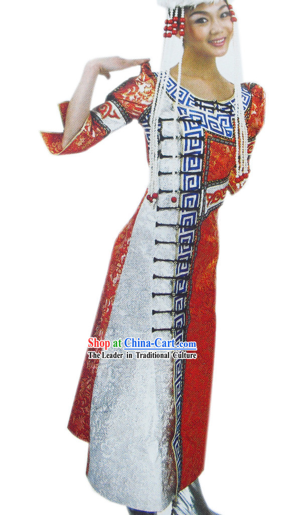 Traditional Mongolian Dance Costume and Hat