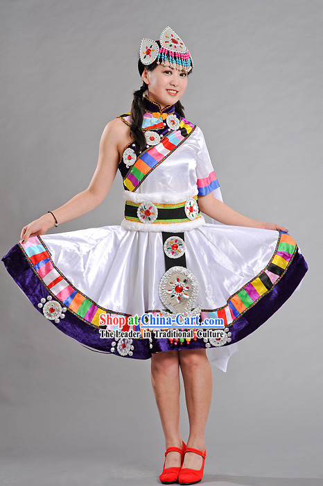 Tibetan Dance Costumes and Headpiece for Women