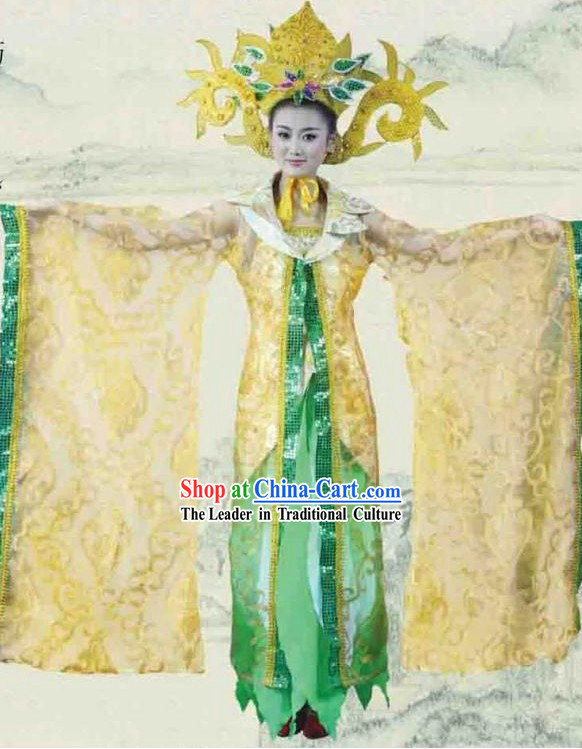 Ancient Chinese Imperial Palace Dance Costume and Headpiece