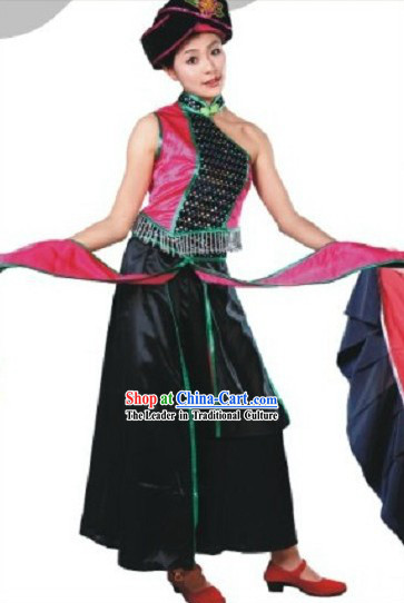 Traditional Chinese Yi Minority Dance Costume for Women