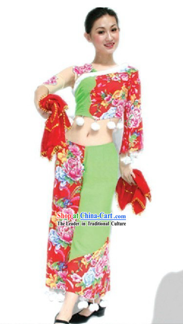 Chinese Folk Handkerchief Dance Costume for Women