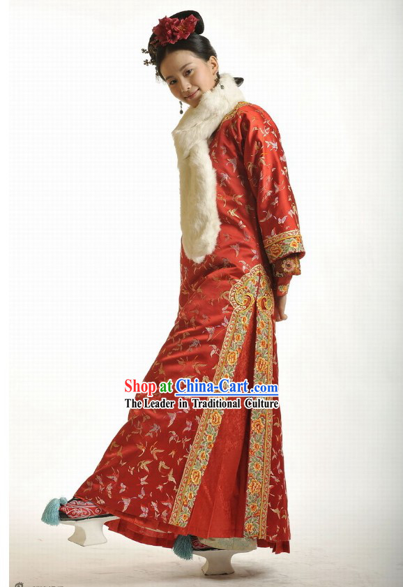TV Drama Startling Step by Step Qing Dynasty Princess Red Butterfly Clothing Complete Set