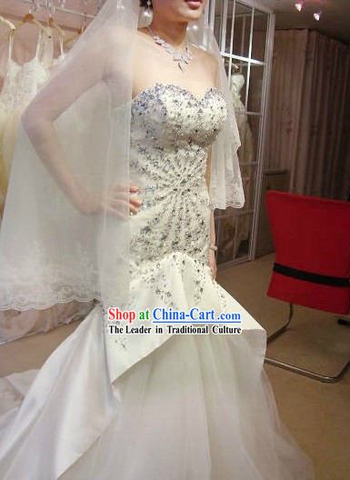 Stunning Handmade Fish Tail White Wedding Dress for Women