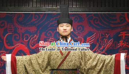 Ancient Chinese Chancellor Costume and Hat Complete Set