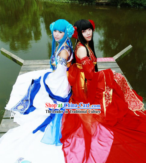 Ancient Chinese Cosplay Princess Sisters Costumes 2 Sets