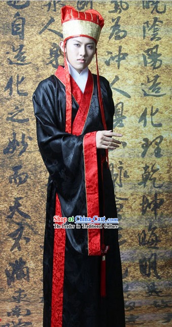 Traditional Chinese Prime Minister Costume and Hat Complete Set