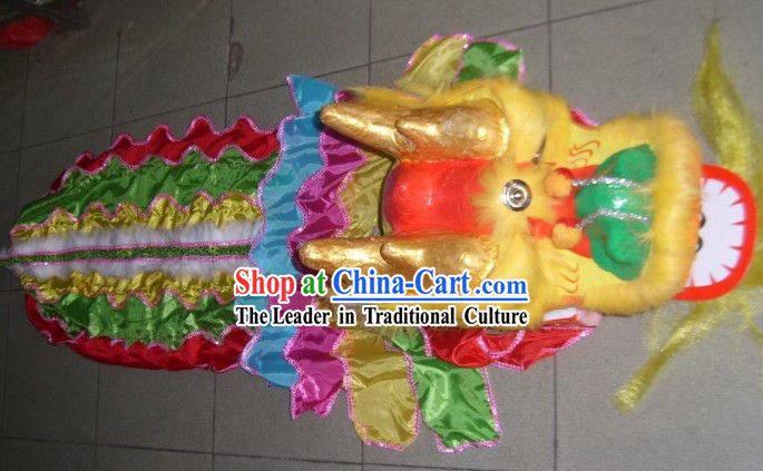One Person Yellow Fur Dragon Dance Costume for Kids