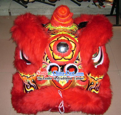 Chinese Spring Festival Celebration Red Fur Lion Dance Costume Complete Set