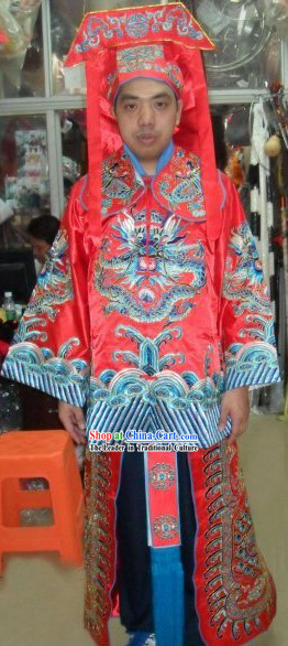 Chinese Beijing Opera Dragon Costume and Hat for Men