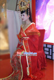 Red Chinese Wedding Dress and Hair Decoration Complete Set