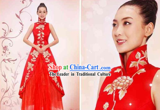 Red Chinese Chorus Uniform for Women