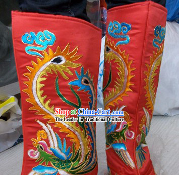 Ancient Chinese Wedding Phoenix Embroidery Boots