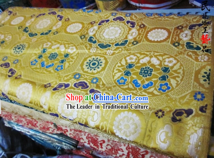 Traditional Chinese Folk Golden Brocade Fabric