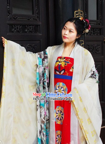 Hand Painted Tang Dynasty Hanfu Clothing Full Set for Gentry