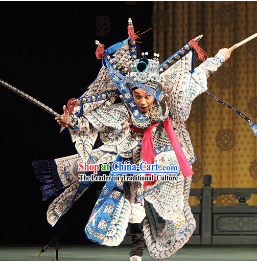 Peking Opera Da Kao Armor Costumes and Hat Set for Men