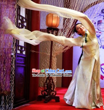 China Qing Dynasty Palace Dancer Long Sleeve Costumes Full Set