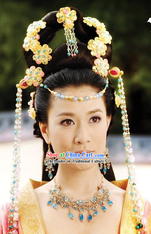 Ancient Chinese Princess Hair Accessories, Necklace and Earrings Complete Set