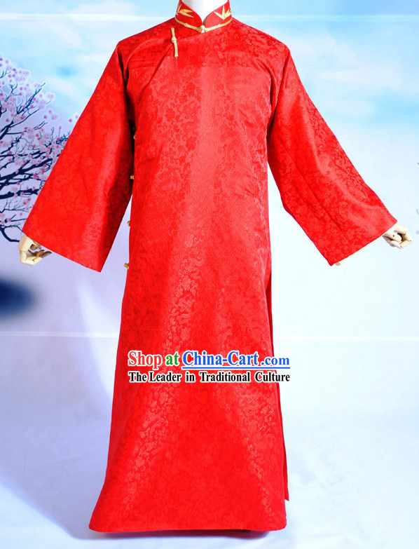 Traditional Chinese Bridegroom Wedding Dress Robe