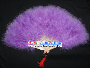 Purple Ostrich Feather Dance Fan
