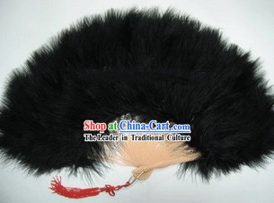 Black Ostrich Feather Dance Fan